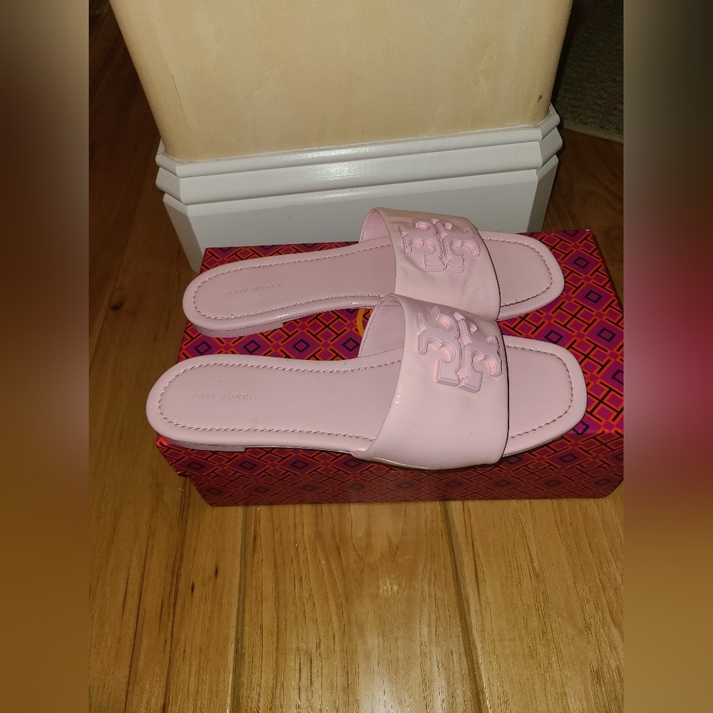 Tory Burch Designer Eleanor Pink Slide Sandals 9.5 - Picture 2 of 9